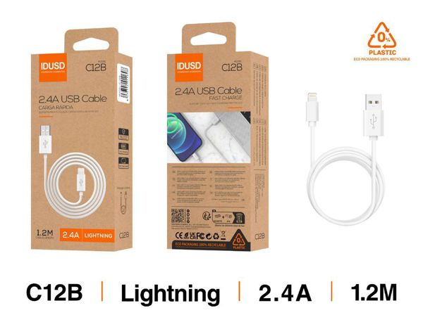 Idusd Cable Lighnting 1.2M 2.4A C12B