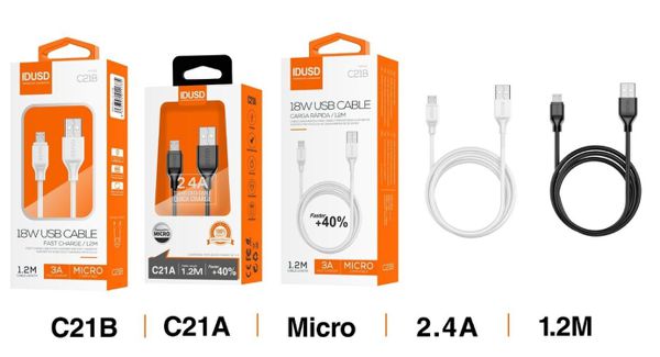 Idusd C21A C21B Turbo Cable Micro-USB 1.2M 2.4A