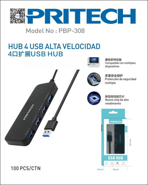 Pritech Pbp-308 Hub 4 Puertos USB 2.0