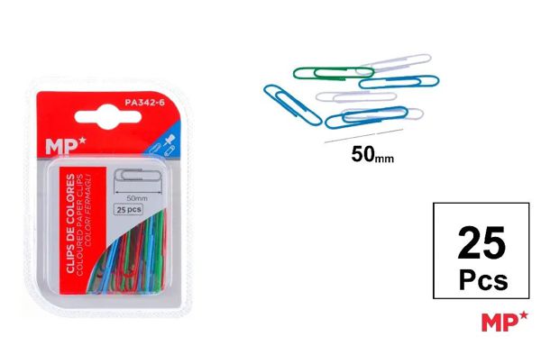 Mp Pa342-6 Clips De Colores 50 mm 25 Uds