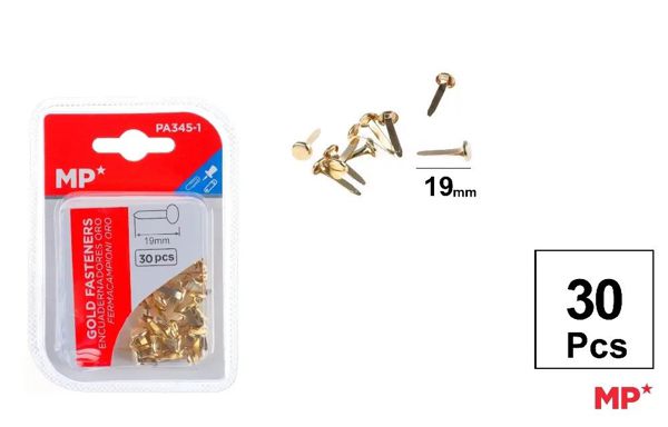 Mp Pa345-1 Encuadernadores Dorados 19 mm 30 Uds