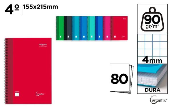 MP PB006 CUADERNO ESPIRAL 4o 80 HOJAS 90 g/m2 4X4
