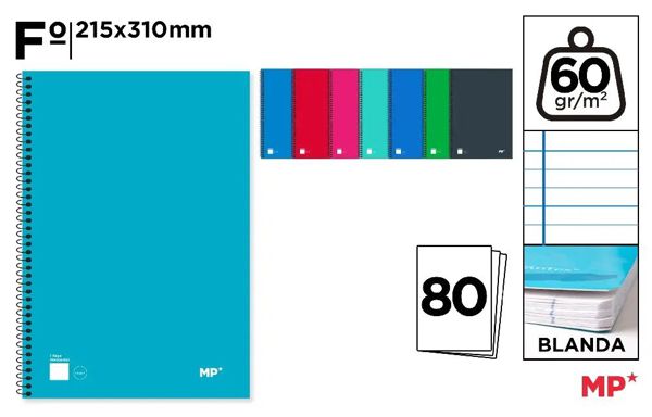 MP PB013 CUADERNO ESPIRAL Fo 80 HOJAS 60 g/m2 HOR