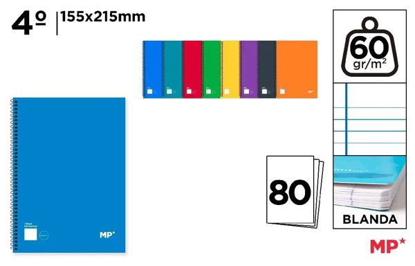 MP PB023 CUADERNO ESPIRAL 4o 80 HOJAS 60 g/m2 HOR