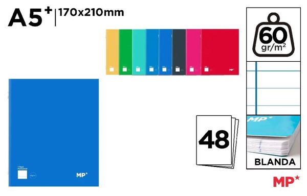 MP PB093 CUADERNO GRAPADO A5+ 48 HOJAS 60 g/m2 HO