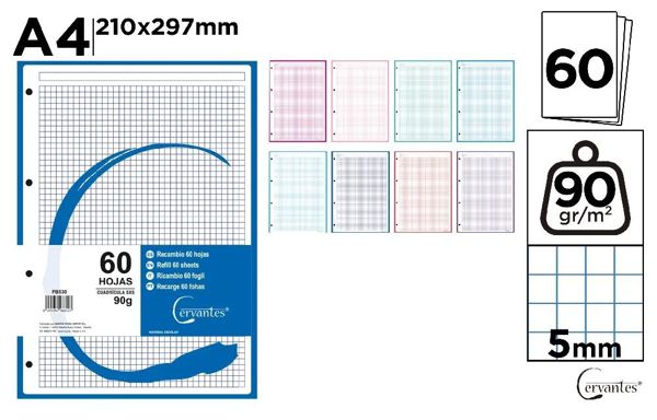 MP PB530 RECAMBIO A4 CUADRíCULA 5 x 5 mm COLOR 90