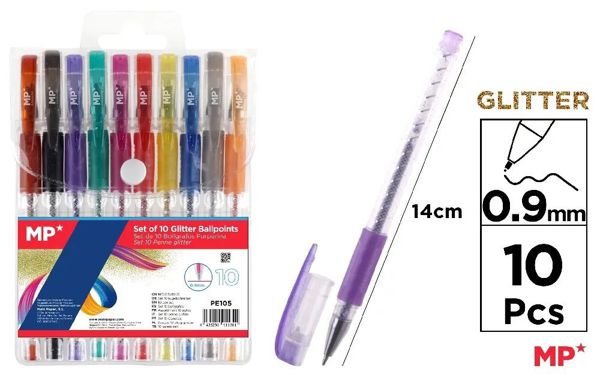 Mp Pe105 Set De 10 Boligrafos Purpurina