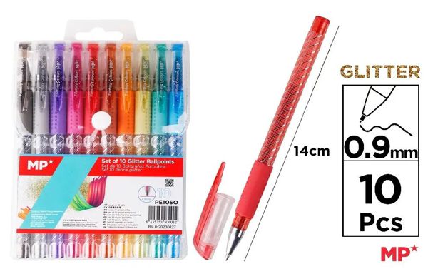 Mp Pe105O Blister 10 Boligrafos Purpurina Opaca