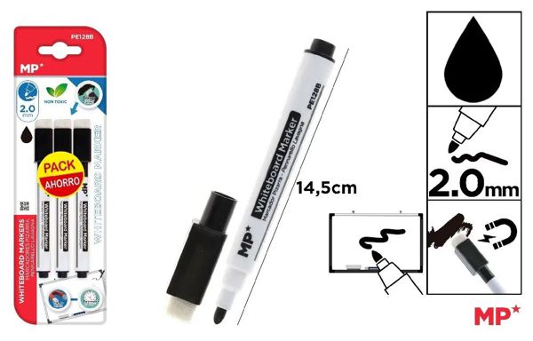 Mp Pe128B Rotulador Pizarra C/Borrador 3 Uds