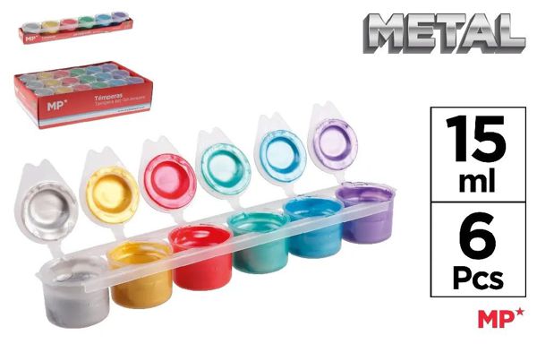 Mp Pp162-03 Plascolor Set Tempera 6 Color Metalizado