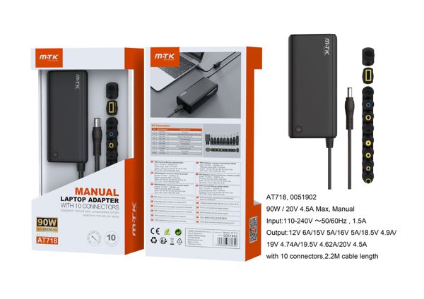Mtk 0051902 At718 Cargador Universal Manuel 10 Conector 90W