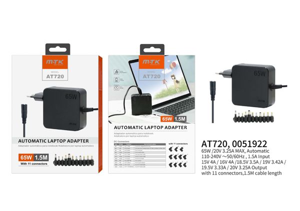 Mtk 0051922 At720 Cargador Univek Autom Conectin 65W