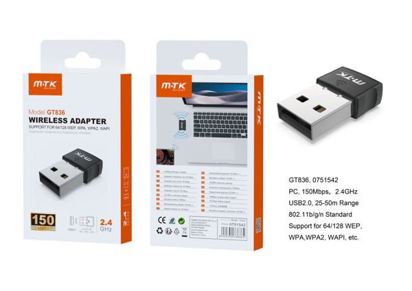 Mtk Gt836 Mini Adaptador WiFi USB 150Mbps