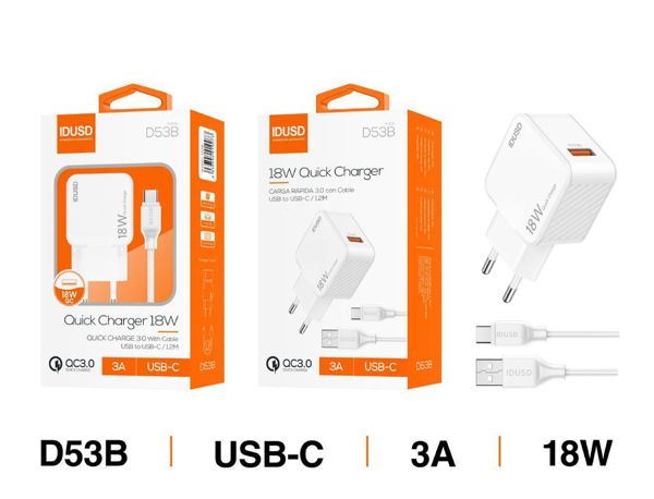 Idusd D53B Quick Charger Qc3.0+Type-C