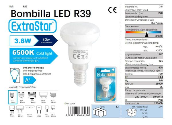 Extrastar Ar39 Bombilla Reflectante LED R39