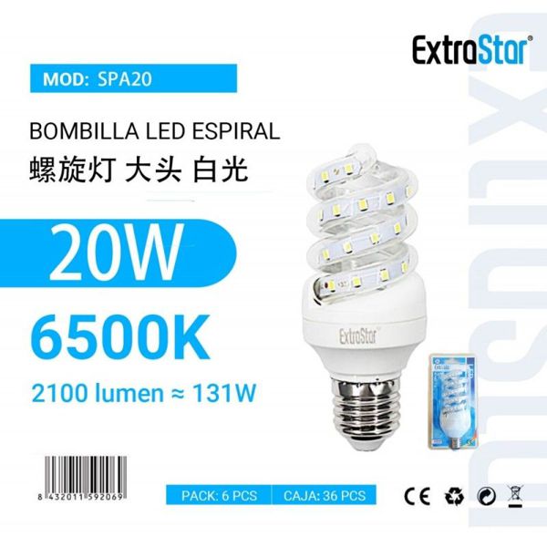 Extrastar Aspa20 Bombilla LED Espilar E27/16W 6500