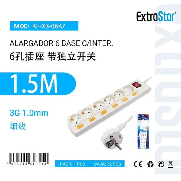 Extrastar Alargador 6Base C/Inter Individual3G1.0Mm1.5M Cj12
