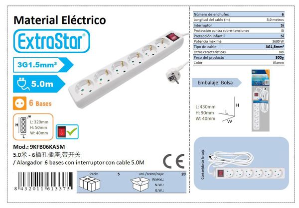 Extrastar 9Kfb06Ka5M Alargador 6 Base 5Mts