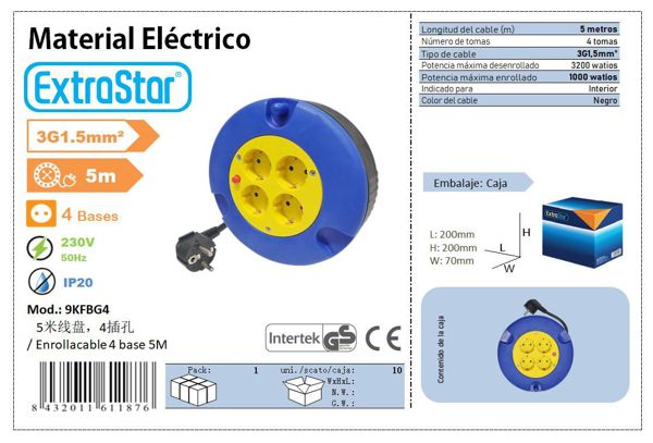 Extrastar 9Kfbg4 Enrollacable 4 Base 5 Mts