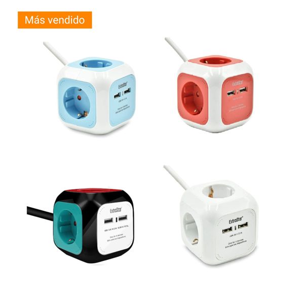 Extrastar 9Kfgsb04U Alargador Cuad 4 Base 2.1A 1.5M