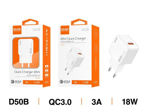 Idusd D50B Cargador Rapida Qc3.0