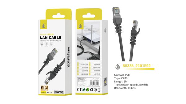One Plus 2101592 B5335 Cable Red Lan Cat6 3M Longitud Negro
