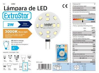 BOMBILLA LED G4/10-14V 2W 120o REDONDO 3000K LUZ C