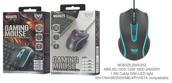 One Plus 2600252 Ng6025 Raton Gaming 6D Con Cable 1.5M