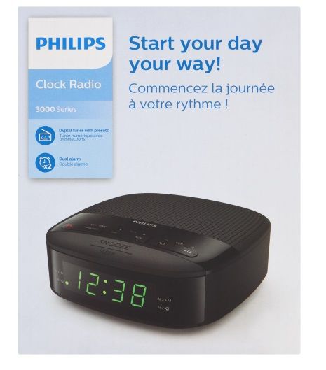 Philips Tar3205/12 Radio Reloj Despertadoe Negro
