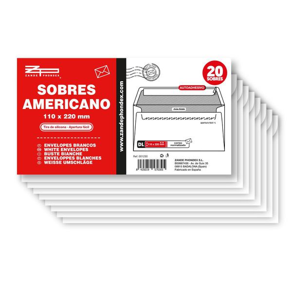 Zp 001230 20 Sobres 110X220 Americano