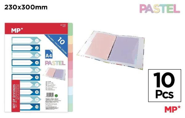Mp Pc119P Separadores 10 Colores Pastel A4