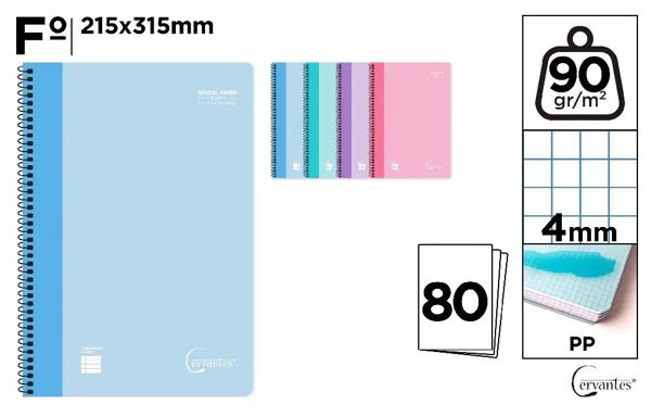 MP PB057 CUADERNO ESPIRAL Fo 80 HOJAS 90 g/m2 4X4