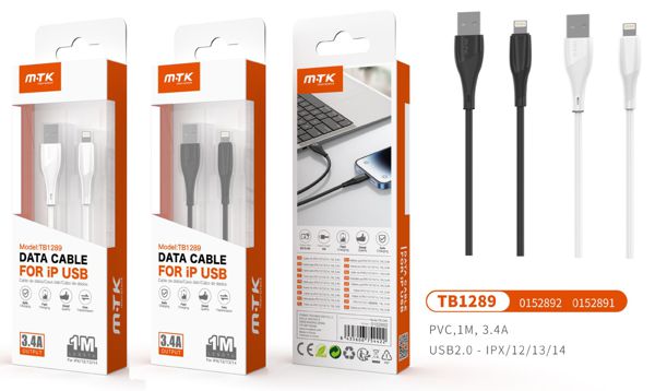 Mtk 0152891 Tb1289 Cable Datos Pvc Venus Iphone5-12 1M 3A