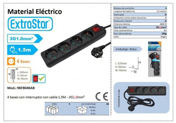 Extrastar 9Kfb04Kab Alargador 4 Base 1.5Mts