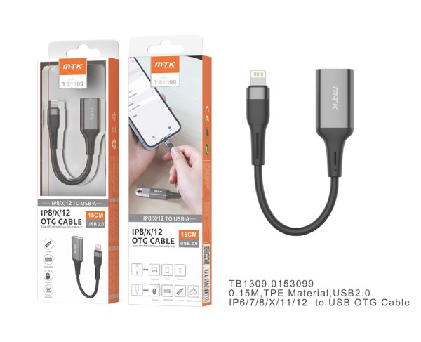 Mtk 0153099 Tb1309 Cable Otg A Iphone 0.15M Negro