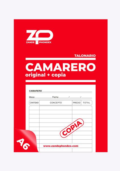 Zp 310250 Talonario A6 Camarero + Copia