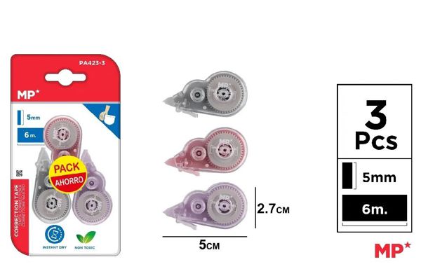 MP PA423-3 CORRECTOR CINTA 5MM x 6M MORANDI PACK