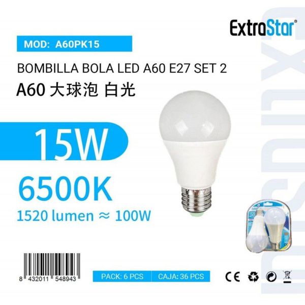 Extrastar Ag45Pkb8W Bombilla Bota LED E14 3000K Luz Calidad