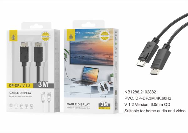 One Plus 2102882 Nb1288 Cable Displayport 4K 60Hz 3M Negro