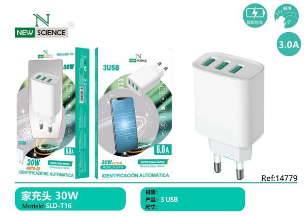 New Science Sld-T16 Adaptador 3 USB 30W