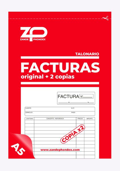 Zp 310225 Talonarios A5 Facturas + 2 Copias