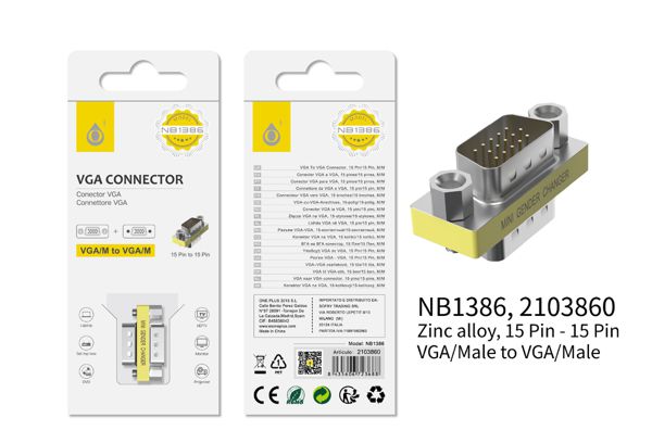 One Plus 2103860 Nb1386 Adaptador Vga Macho A Macho