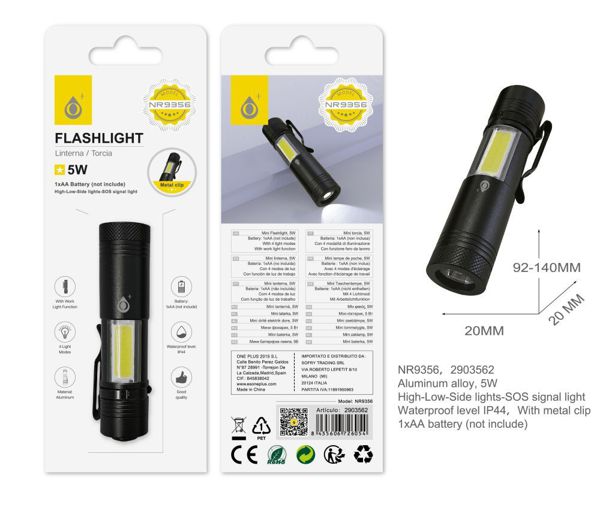 One Plus 2903562 Nr9356 Linterna LED Aluminio Con Luz Latera