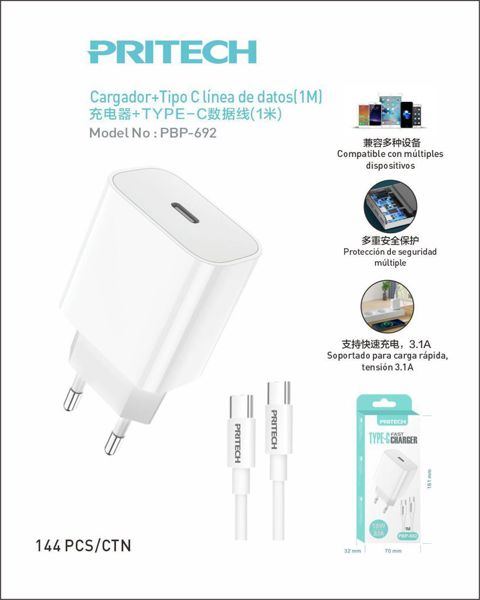 Pritech Cargador De Viaje Type-C