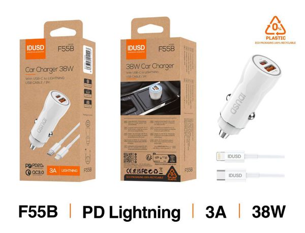 Idusd F55B Cargador Coche Pd3.0+Pd Lightning