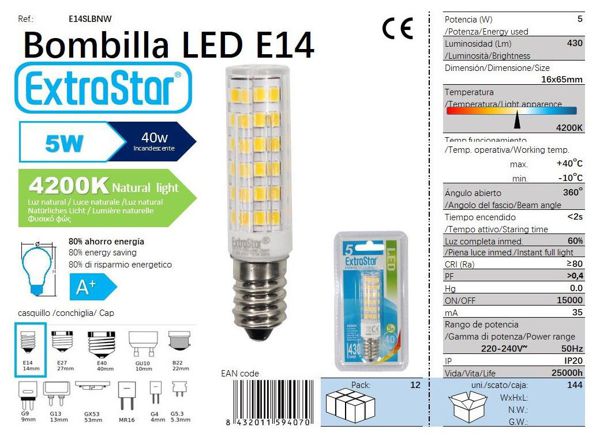 Extrastar Ae14Slbnw Bombilla LED De Pila