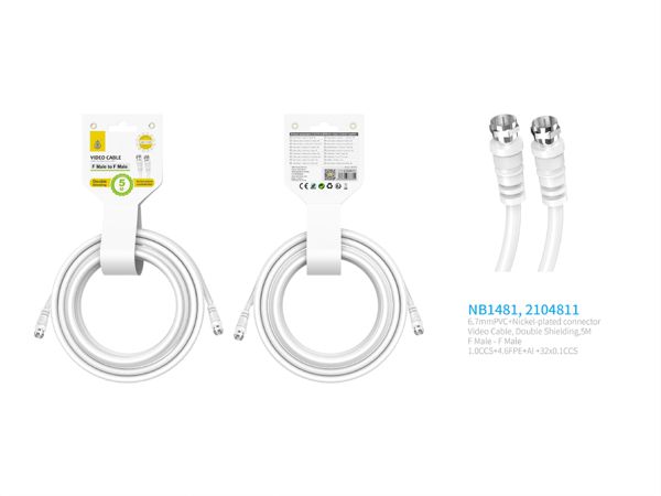 One Plus 2104811 Nb1481 Cable De Video(Coaxial) Conector F Banado En Niquel Conector Banado En Niquel 5Metro