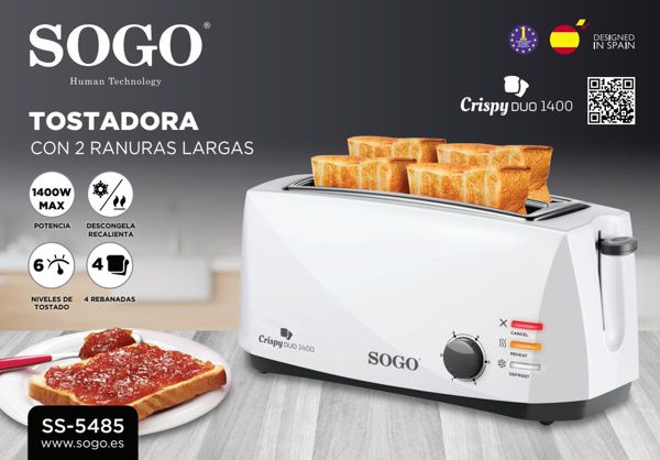 Sogo Ss-5485 Tostadora 2 Renuras Largas 1400W