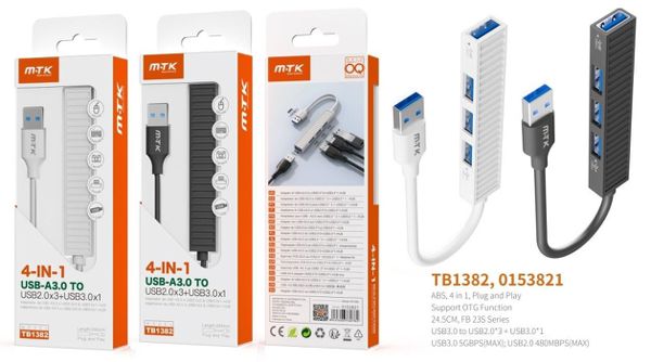 Mtk 0153821 Tb1382 Lector USB 3.0 Hub 4 En 1