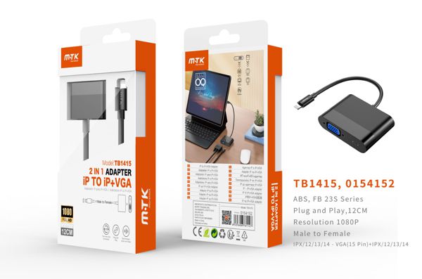 Mtk 0154152 Tb1415 Adaptador 2 En 1 Lightning A Vga
